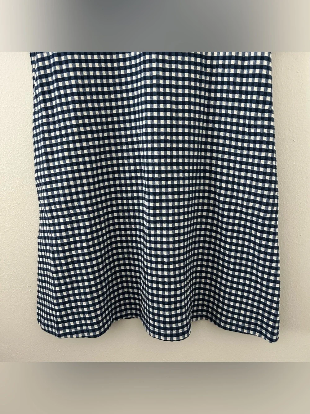 Sara Campbell Blue White Gingham Check Shift Dress Womens Size L Preppy Classic